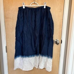 Simply Vera Wang Navy & White Maxi Skirt Pockets XL Cotton Blend Pull On Elastic